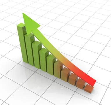 3d shiny progress bar with rising arrow.jpg Stock Illustration