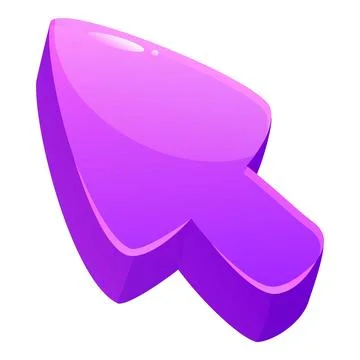 3d shiny purple cursor pointing top left corner Stock Illustration