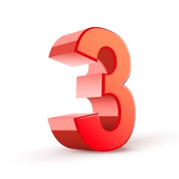 3d shiny red number 3 Stock Illustration
