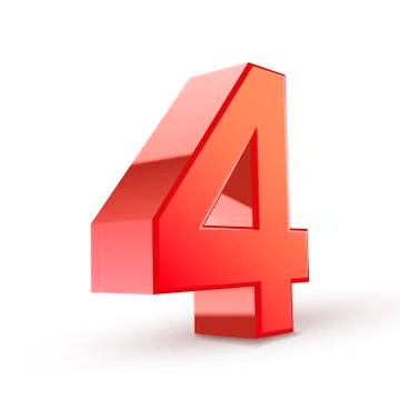 3d shiny red number 4 Illustrazione stock