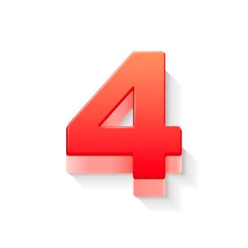 3d shiny red number 4 스톡 일러스트