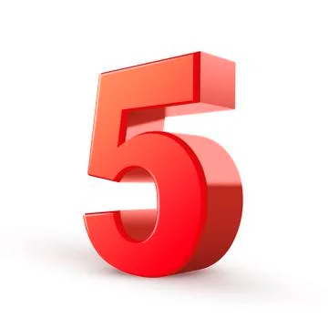3d shiny red number 5 Stock Illustration