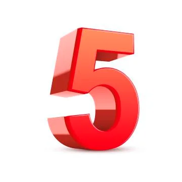 3d shiny red number 5 스톡 일러스트