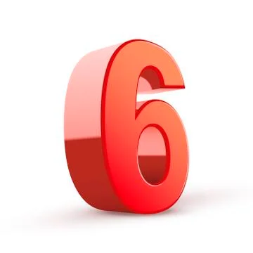 3d shiny red number 6 Stock Illustration