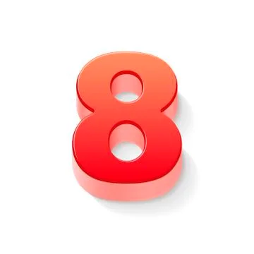 3d shiny red number 8 Stock Illustration