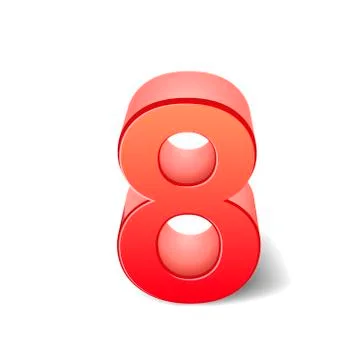 3d shiny red number 8 Stock Illustration