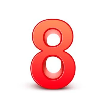 3d shiny red number 8 Stock Illustration