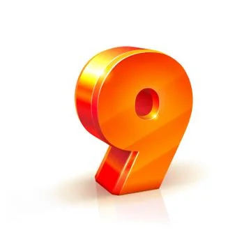 3d shiny red number collection - 9 Ilustración de archivo