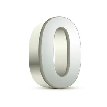 3d shiny silver number 0 Stock Illustration