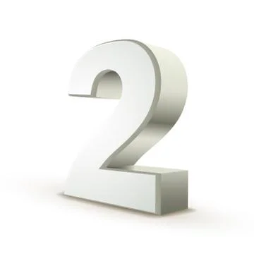 3d shiny silver number 2 Stock Illustration