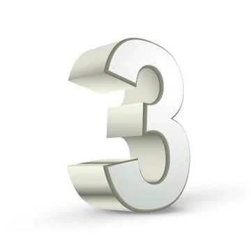 3d shiny silver number 3 Illustrazione stock