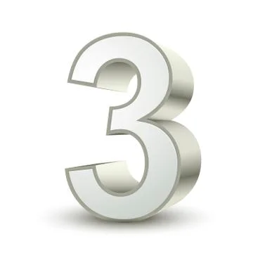 3d shiny silver number 3 Illustrazione stock