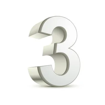 3d shiny silver number 3 Stock Illustration