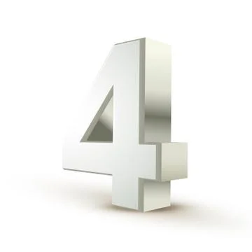 3d shiny silver number 4 Stock Illustration