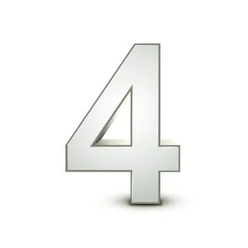 3d shiny silver number 4 스톡 일러스트
