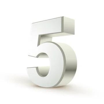 3d shiny silver number 5 Illustrazione stock