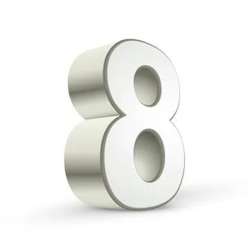 3d shiny silver number 8 Stock Illustration