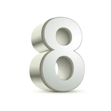 3d shiny silver number 8 스톡 일러스트