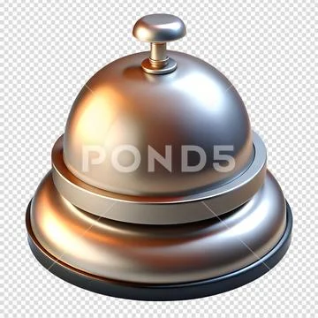 3d shiny silver service bell with reflective surface PSD Template