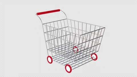 3D Shopping Trolley Rotating on a Transparent Background. Seamless Loop. Cart. Stock Footage 284912054