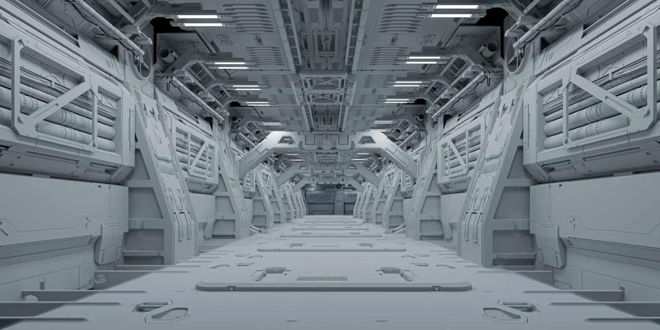 3d si-fi facility design, technology concept corridor Stock Illustration