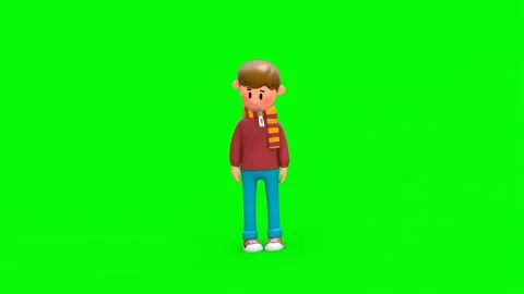 3D Sick Boy Measuring Fever With Thermometer Vidéo 266971824