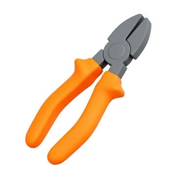 3D Side Cutting Pliers with Orange Handles Isolated on White Background Stock Illustration