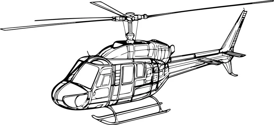 3D Side Perspective of a Helicopter Stock Illustration