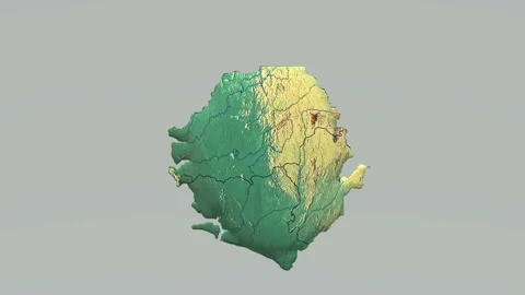 3D Sierra Leone map isolated rotating Stock Footage 147141328