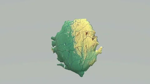 3D Sierra Leone map isolated spinning Stock Footage 147141418