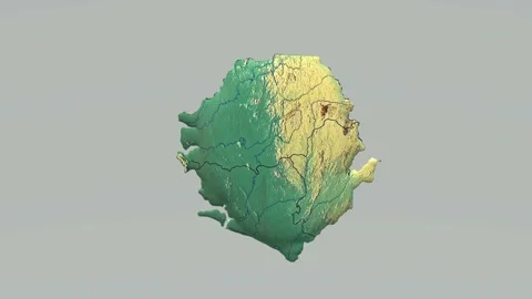 3D Sierra Leone map isolated floating | Stock Video | Pond5