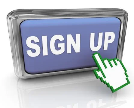 3d sign up button and pointer Stock Illustration