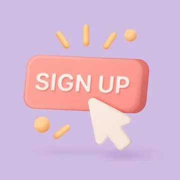 3D Sign Up Call-To-Action Button Design 스톡 일러스트