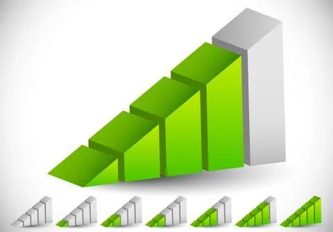3D Signal Strength Indicator Icon Set - Progress Indicators Stock Illustration