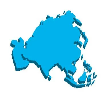3D silhouette of Asia Illustrazione stock