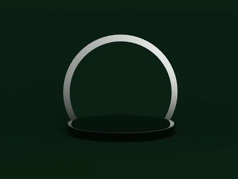 3D Silver and Green Studio with Abstract Elements Stock Illustration