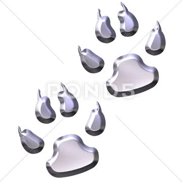 3D Silver Animal Foot Prints Stock Illustration