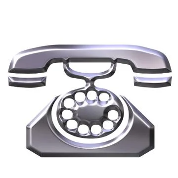 3D Silver Antique Telephone Stock Illustration
