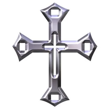 3D Silver Artistic Cross Stock Illustration