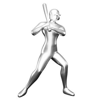 3d Silver Baseball Player Clip Art Holding a Baseball Bat. Viewed From The .. Stock Illustration