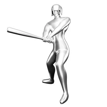 3d Silver Baseball Player Clip Art Hitting With a Baseball Bat. Viewed From.. Stockillustratie