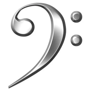 3D Silver Bass Clef Stock Illustration