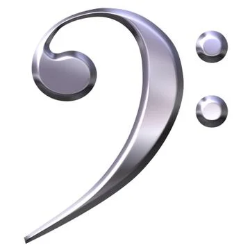 3D Silver Bass Clef Stock Illustration