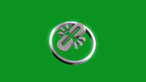 3d silver broken link icon rotating on green screen background for tech and.. Stock Footage 346499287