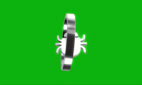 3d silver bug icon rotating on green screen background, security concept. Stock Footage 346499641