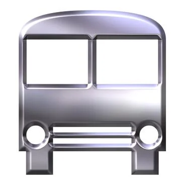 3D Silver Bus Stock Illustration