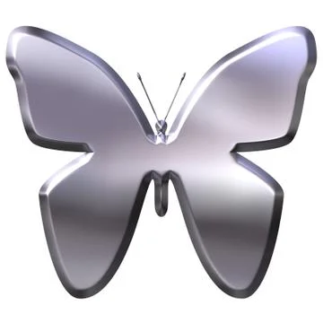 3D Silver Butterfly Stock Illustration