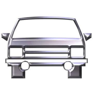 3D Silver Car Stock Illustration