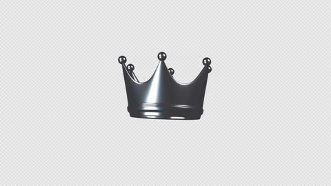 3D Silver Crown Rotating Loop Transparent Background 4K Stock Footage 332855374