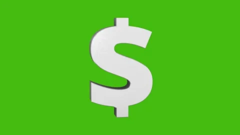 3D Silver Dollar Symbol On Green Screen Stock Footage 284510041